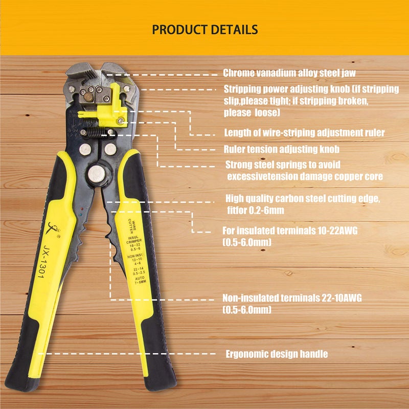 Kotto 8 Inch Self-Adjusting Wire Stripper & Cutting Pliers Tool Kit with Storage Bag - Image 2